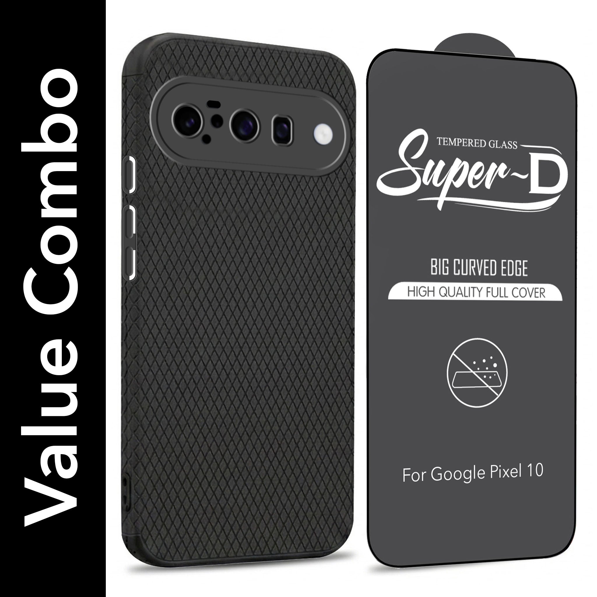For Google Pixel 10 Combo with Back Cover and 9H Tempered Glass (Liquid Silicone | Camera Protection | Oleophobic Coating Screen Glass)