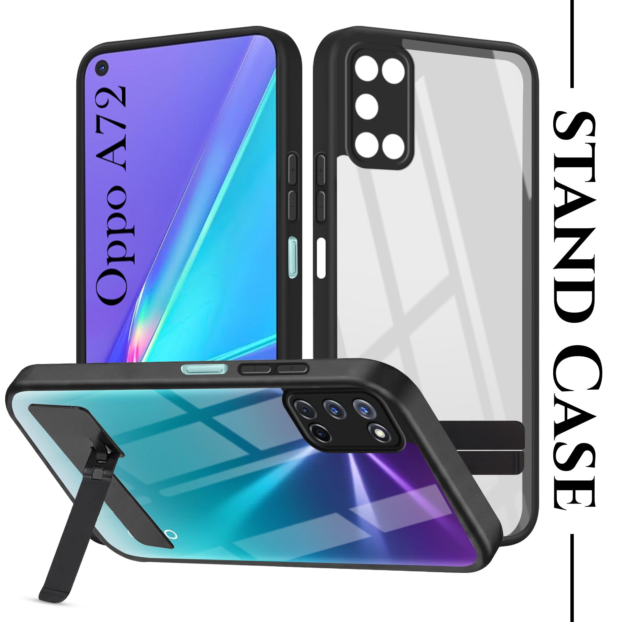 For Oppo A72 Back Cover Case (Built-in Stand | Lifetime Anti Yellow | Kickstand Shockproof | Camera Protection | MagSafe Compatible)