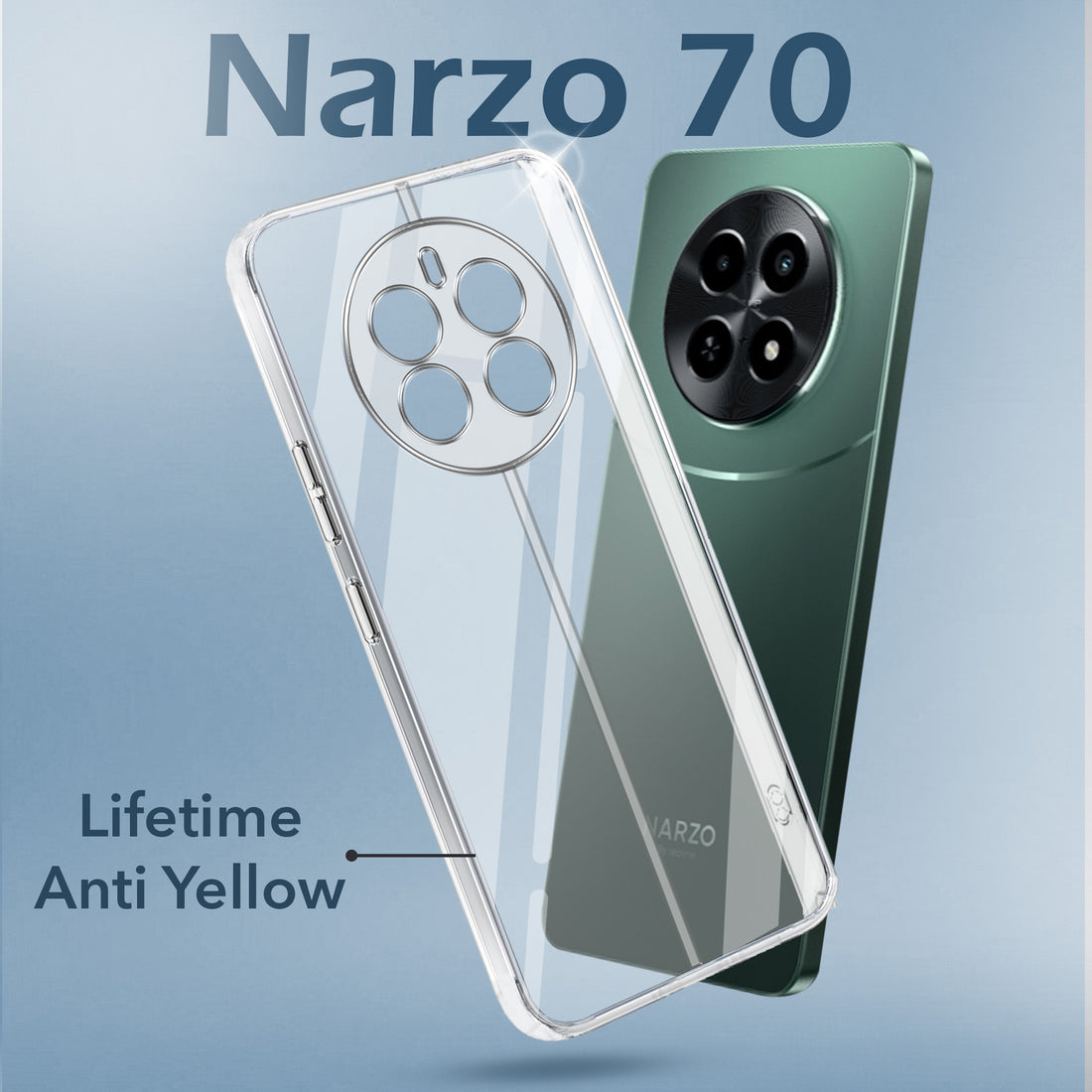 For Realme Narzo 70 5G Back Cover Case (Hard Anti Yellow Clear Case | Drop & Camera Protection | Shockproof Polycarbonate)