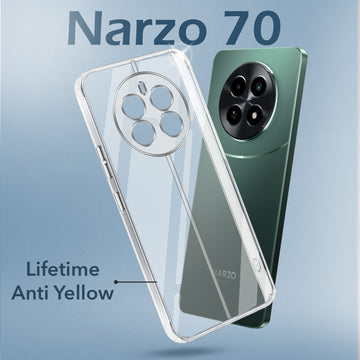 For Realme Narzo 70 5G Back Cover Case (Hard Anti Yellow Clear Case | Drop & Camera Protection | Shockproof Polycarbonate)