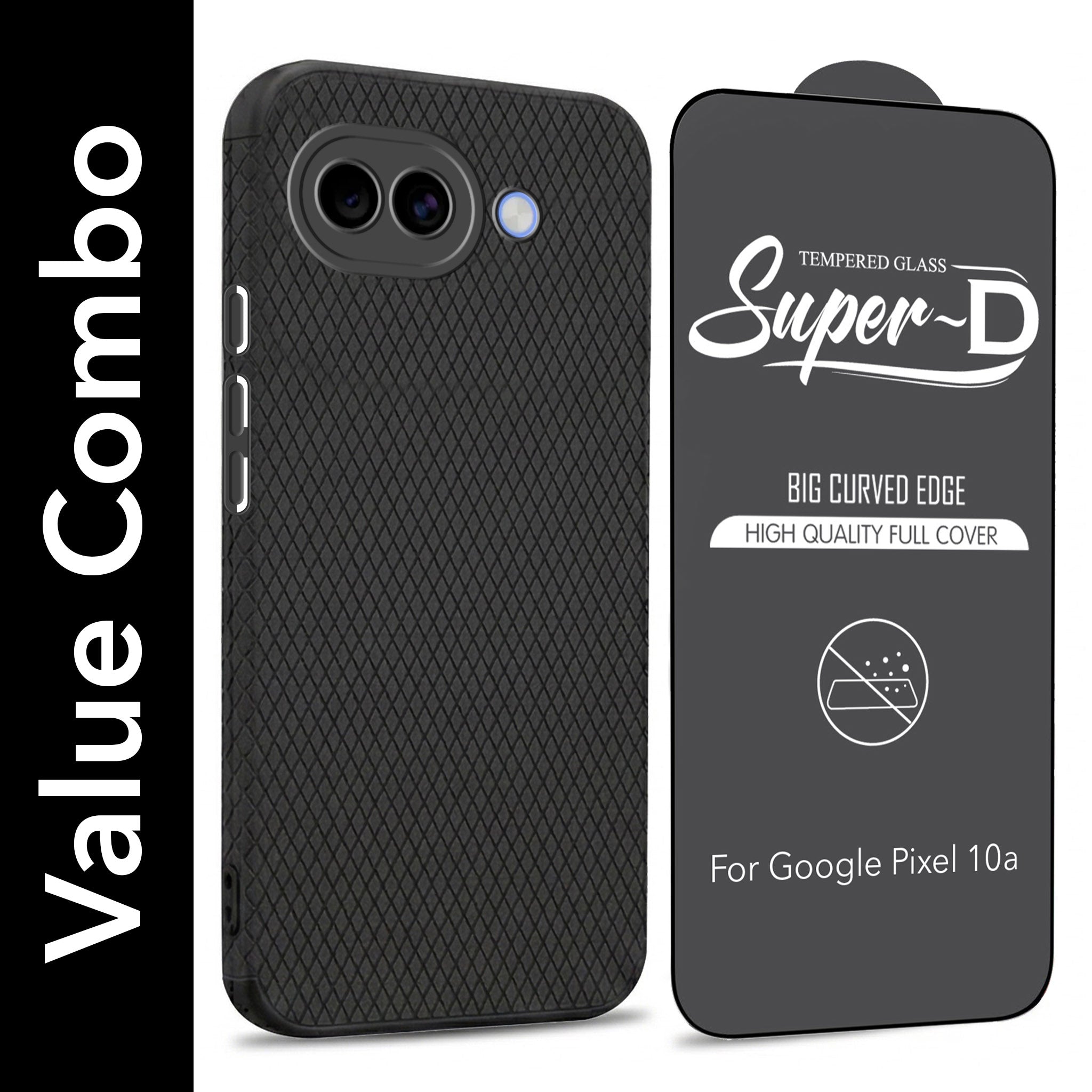 For Google Pixel 10a with Back Cover Combo and 9H Tempered Glass (Liquid Silicone | Camera Protection | Oleophobic Coating Screen Glass)