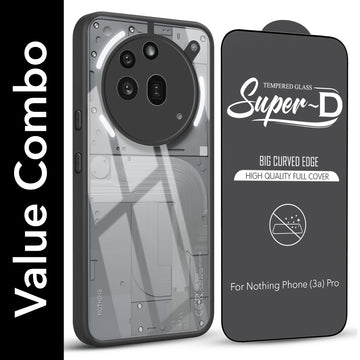 For Nothing Phone 3A Pro 5G Combo with Back Cover and 9H Tempered Glass (Lifetime Anti-Yellow | Crystal Clear Shockproof | Oleophobic Coating Screen Glass)