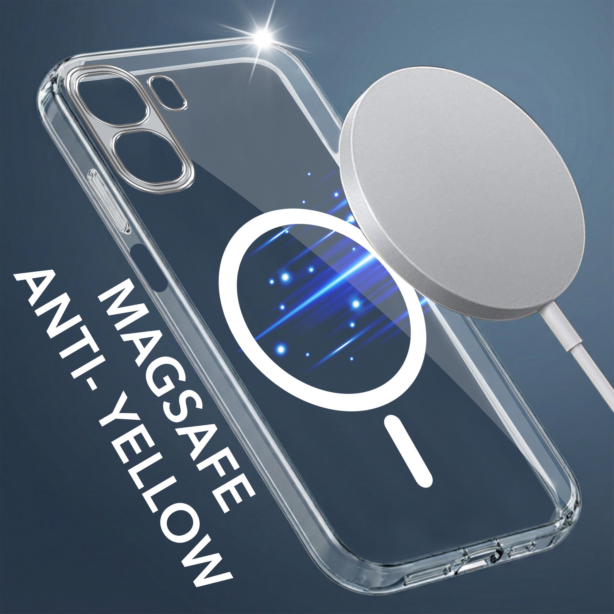 For Oppo K14x 5G Back Cover Case Lifetime Anti-Yellow MagSafe Compatible Clear (Sleek Hard Crystal | Shockproof and Camera Protection)