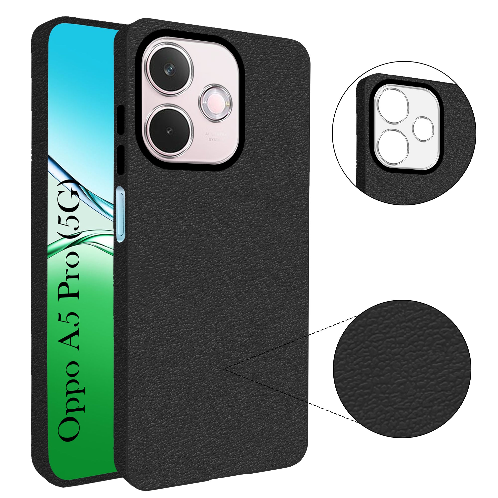 For Oppo A5 Pro Back Cover Case (Glass Like Camera Protection | Leather Feel | Minimalist Professional Grip)