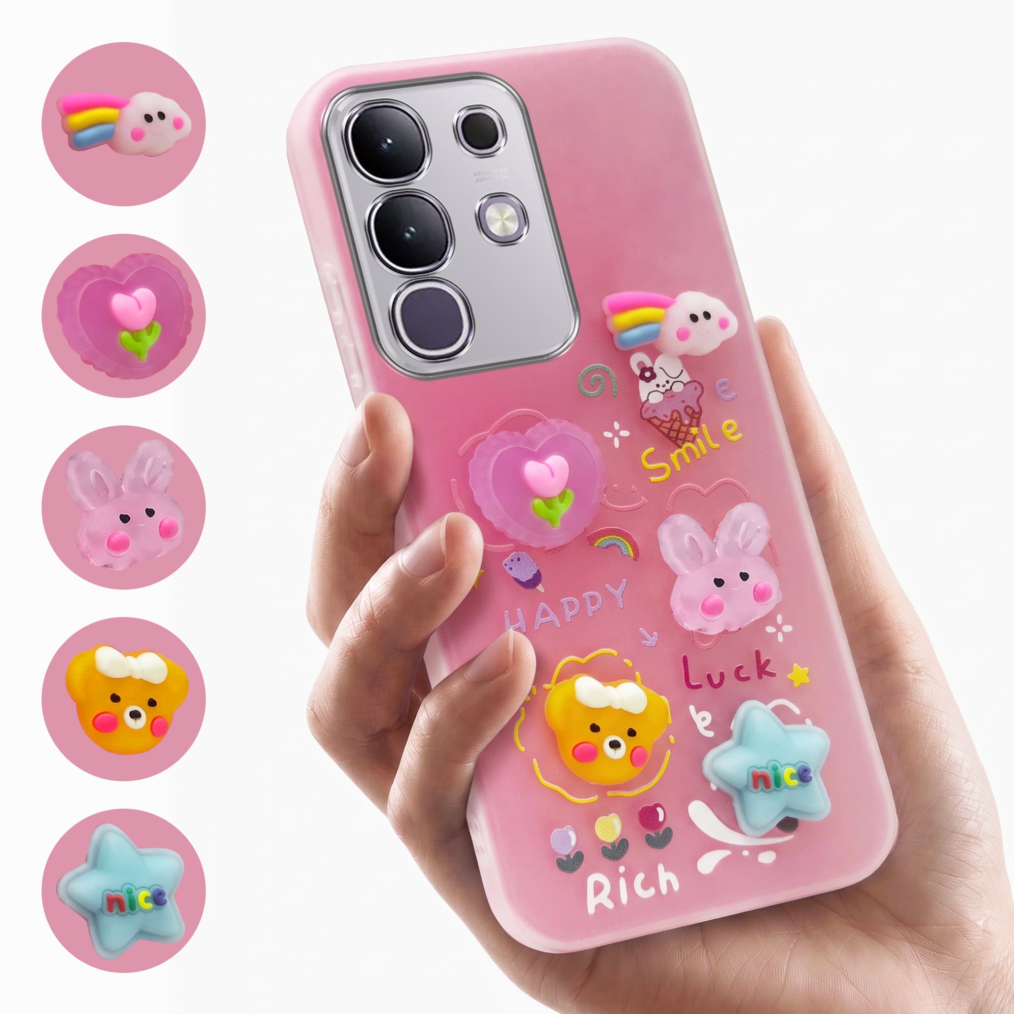 For Vivo T4x | Vivo Y31 Pro Back Cover Case (Cute 3D cartoon charms design | Slim Aesthetic Case for Girls | Camera Protection | Hard Unbreakable)