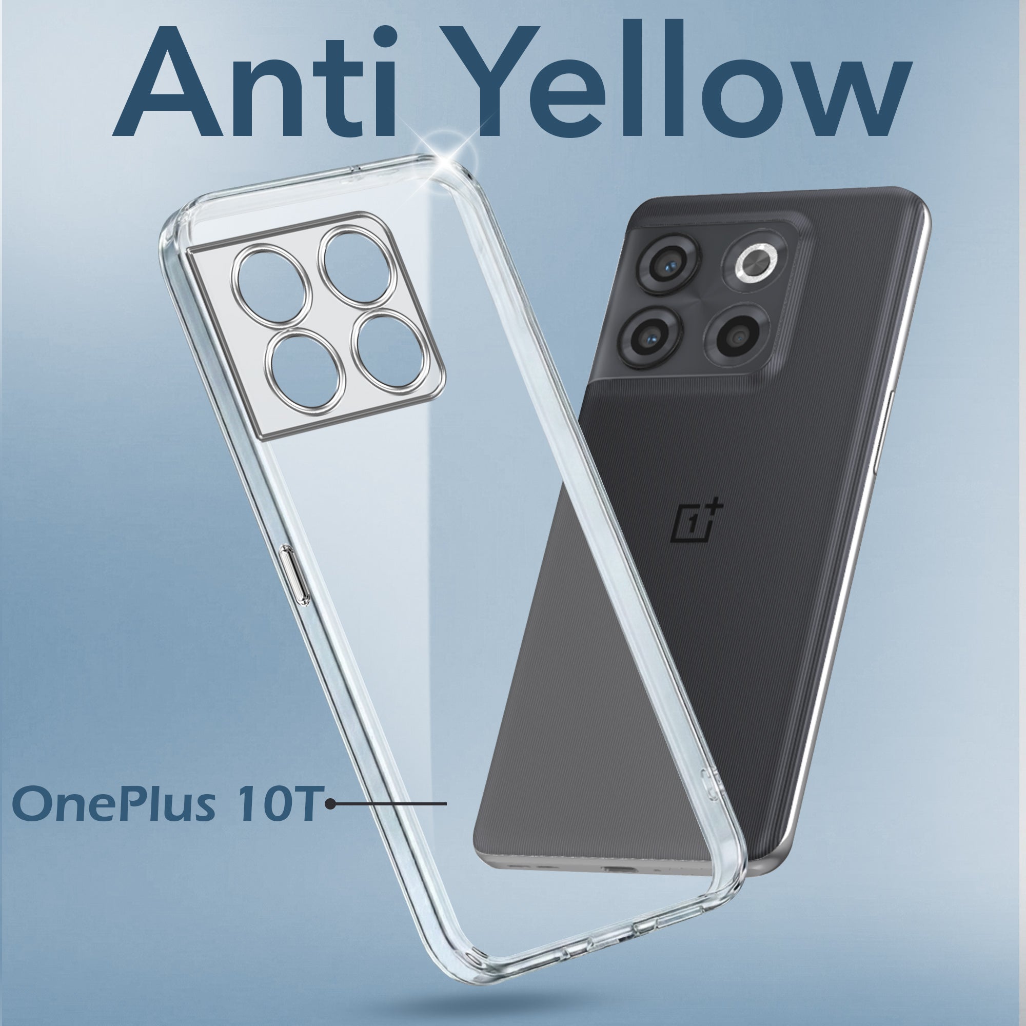 For OnePlus 10T Back Cover Case Lifetime Anti-Yellow Clear (Sleek Hard Crystal | Shockproof and Camera Protection)