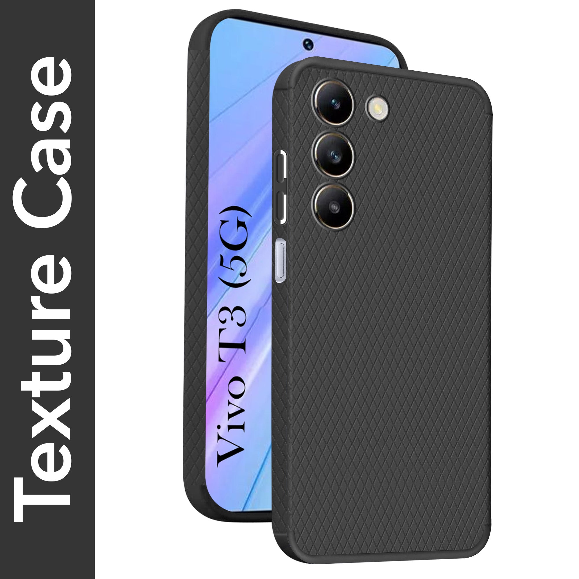 For Vivo T3 5G  Back Cover Case (Liquid Silicone | Side Grip | Camera Protection)