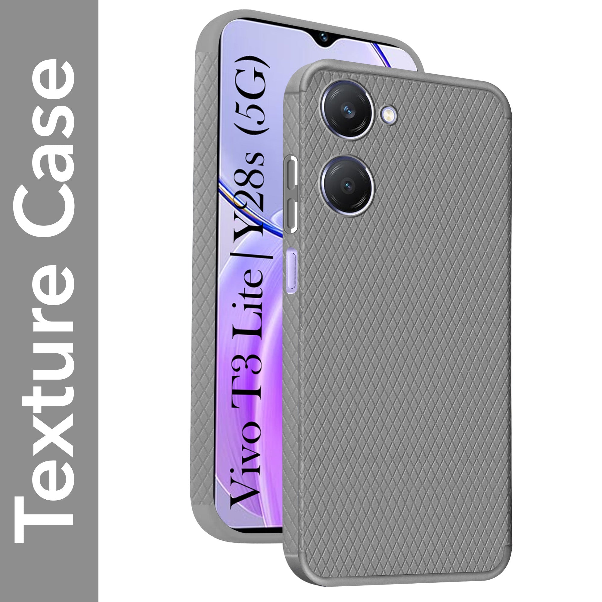 For Vivo Y28s 5G | Vivo T3 Lite 5G Back Cover Case(Liquid Silicone | Side Grip | Camera Protection)