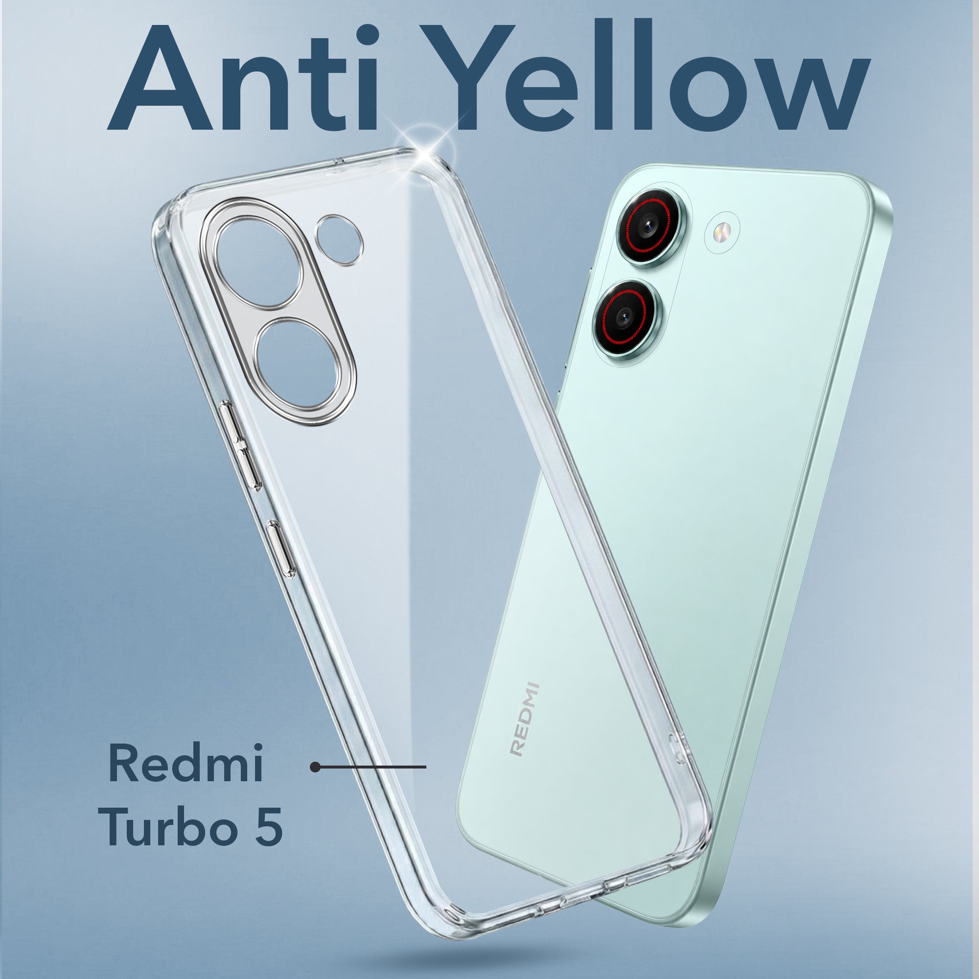 For Redmi Turbo 5 Back Cover Case Lifetime Anti-Yellow Clear (Sleek Hard Crystal | Shockproof and Camera Protection)