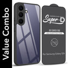 For Samsung Galaxy S26 5G Combo with Back Cover and 9H Tempered Glass (Lifetime Anti-Yellow | Crystal Clear Shockproof | Oleophobic Coating Screen Glass)