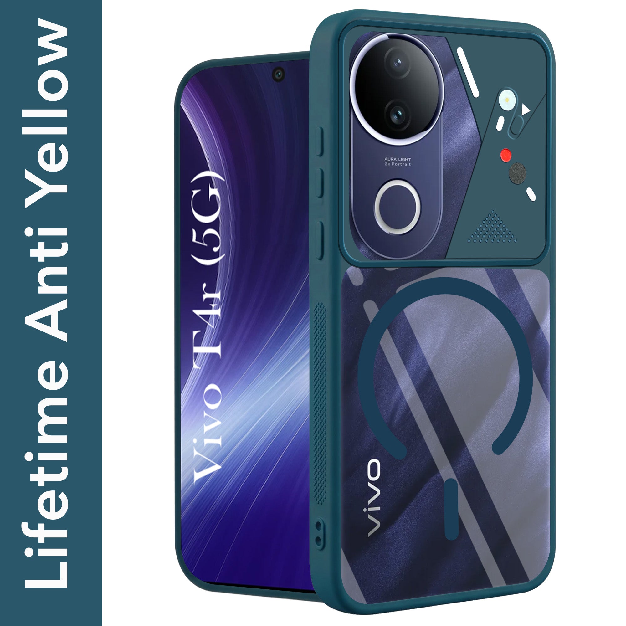 For Vivo T4R Back Cover Case Lifetime Anti-Yellow Clear (Camera Protection | Side Grip | Wireless MagSafe Compatible)