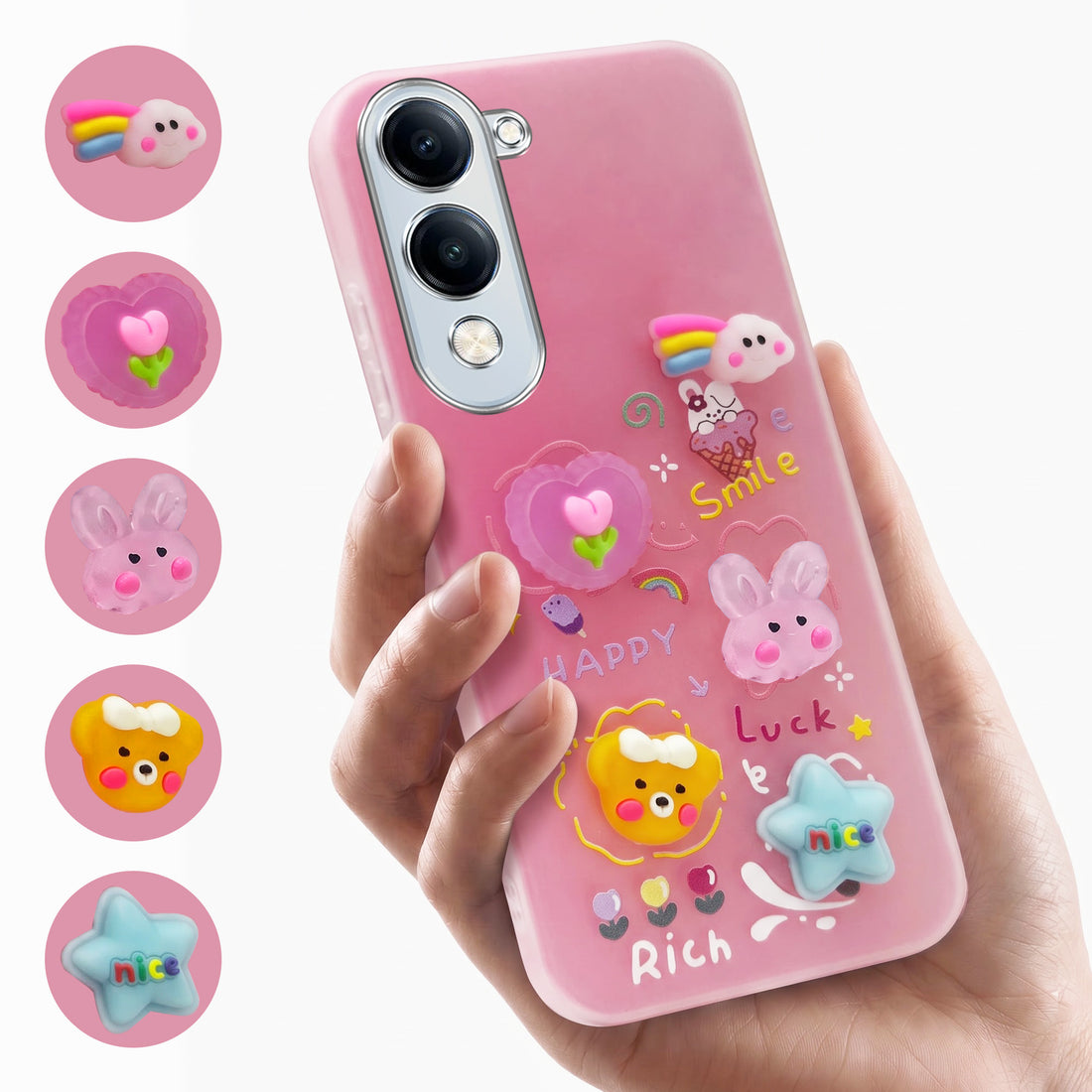 For Vivo Y19 | Vivo Y19e | Vivo T4 Lite Back Cover Case (3D Cute Cartoons | Hard Back Side Soft | Matte Premium Finish | HD Printing)