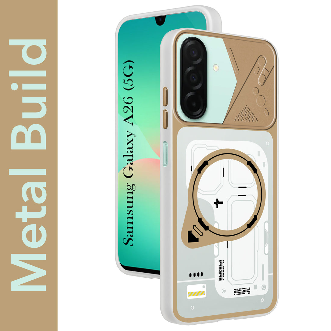 For Samsung Galaxy A26 5G Metallic Back Cover Case (Metallic Camera Protection & Buttons | Translucent Milky Shade | Hard Polycarbonate)