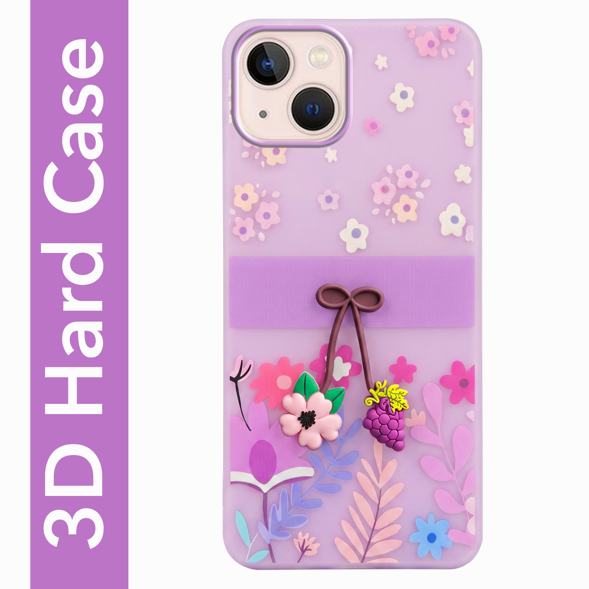 For Apple iPhone 13 Back Cover Case (3D Cute Cartoons | Hard Back Side Soft | Matte Premium Finish | HD Printing)