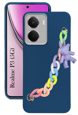 For Realme P3 Back Cover Case ( Wrist Hanging Chain | Teddy Bracelet Charms | Dual Color Matte Finish | Full Camera Protection | Sleek and Professional)