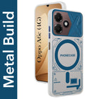 For Oppo A6c 4G Metallic Back Cover Case (Metallic Camera Protection & Buttons | Translucent Milky Shade | Hard Polycarbonate)