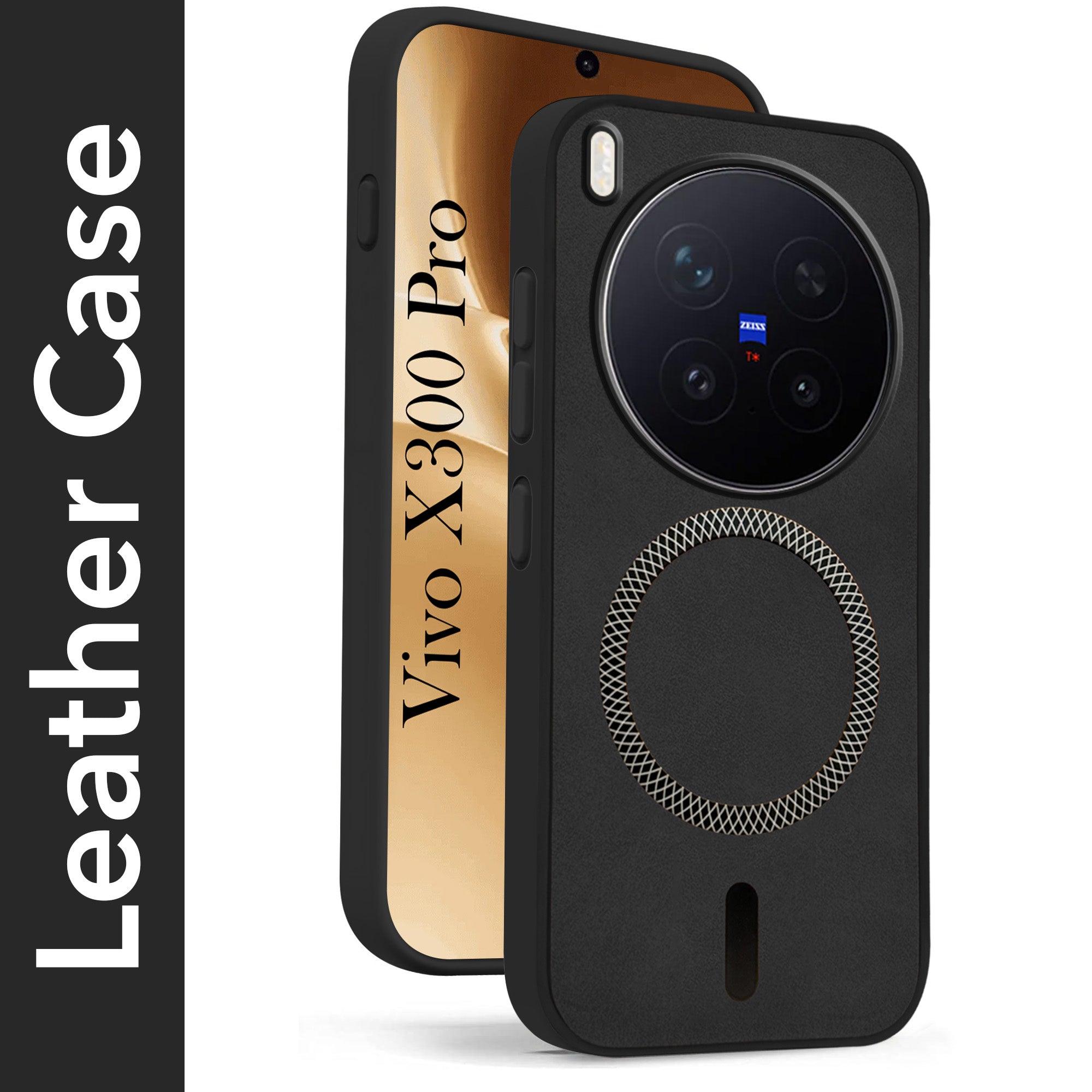 For Vivo X300 Pro Back Cover Case Leather Finish (MagSafe Compatible Wireless Charging | Soft Touch | Camera Bump Protection)