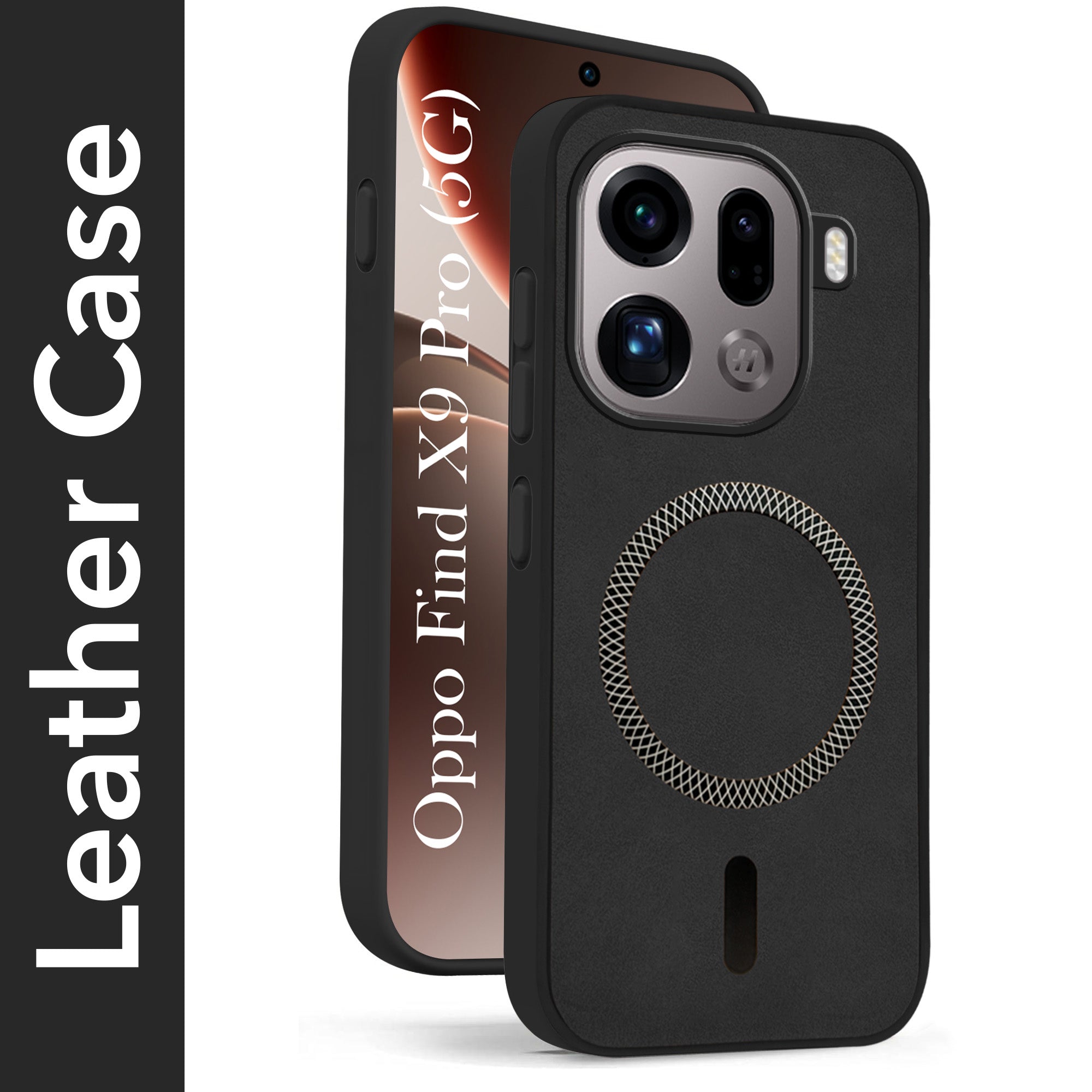 For Oppo Find X9 Pro Back Cover Case Leather Finish (MagSafe Compatible Wireless Charging | Soft Touch | Camera Bump Protection)