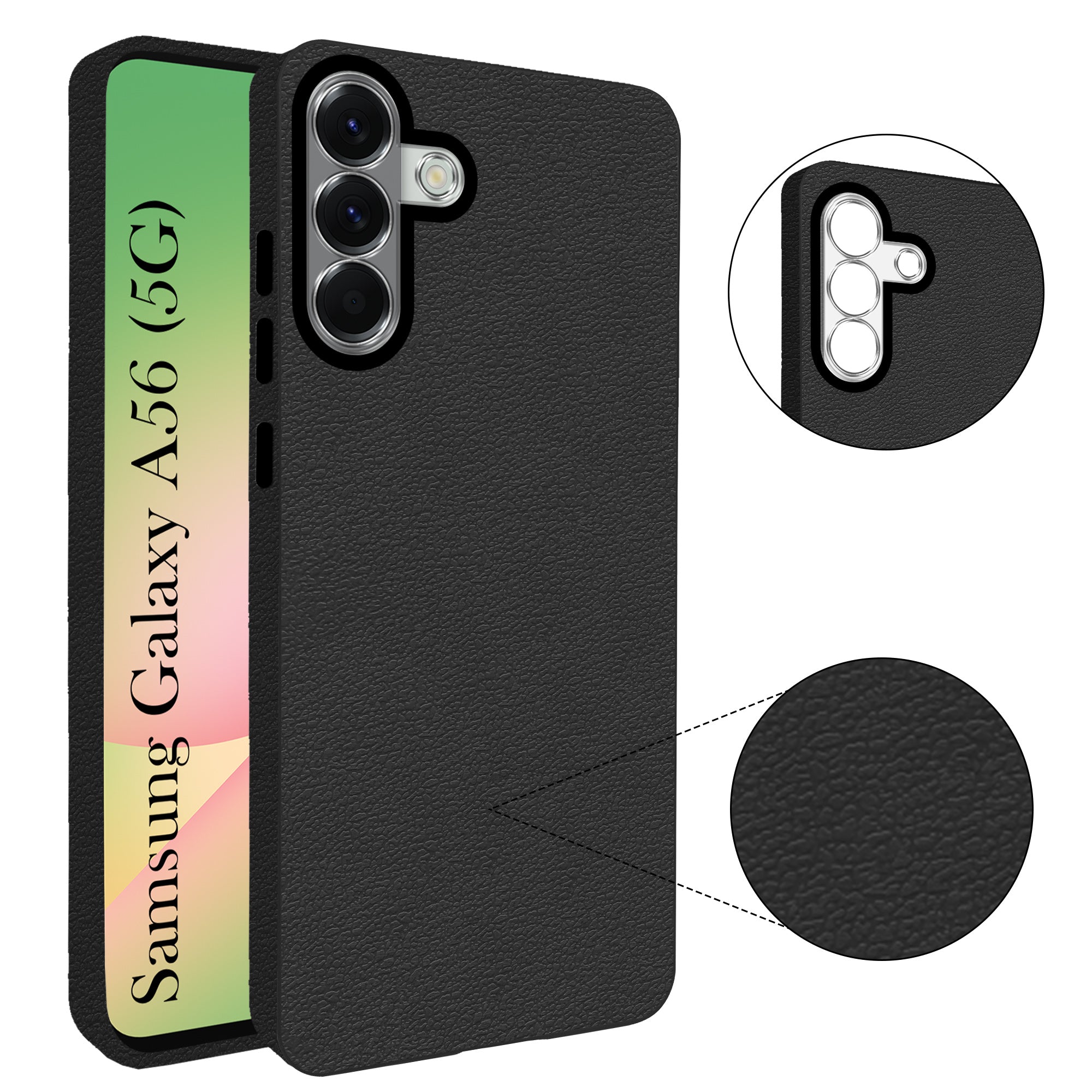 For Samsung Galaxy A56 Back Cover Case (Glass Like Camera Protection | Leather Feel | Minimalist Professional Grip)