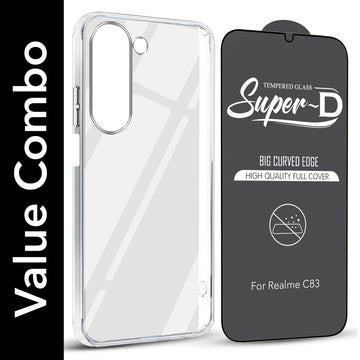 For Realme C83 5G Combo with Back Cover and 9H Tempered Glass (Lifetime Anti-Yellow | Sleek Hard Crystal | Oleophobic Coating Screen Glass)