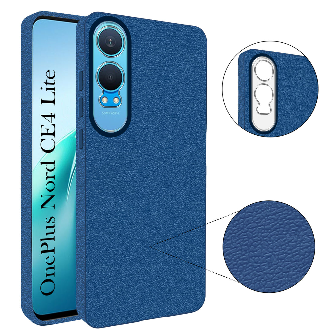 For OnePlus Nord CE 4 Lite Back Cover Case (Glass Like Camera Protection | Leather Feel | Minimalist Professional Grip)