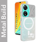 For Vivo T2 Metallic Back Cover Case (Metallic Camera Protection & Buttons | Translucent Milky Shade | Hard Polycarbonate)