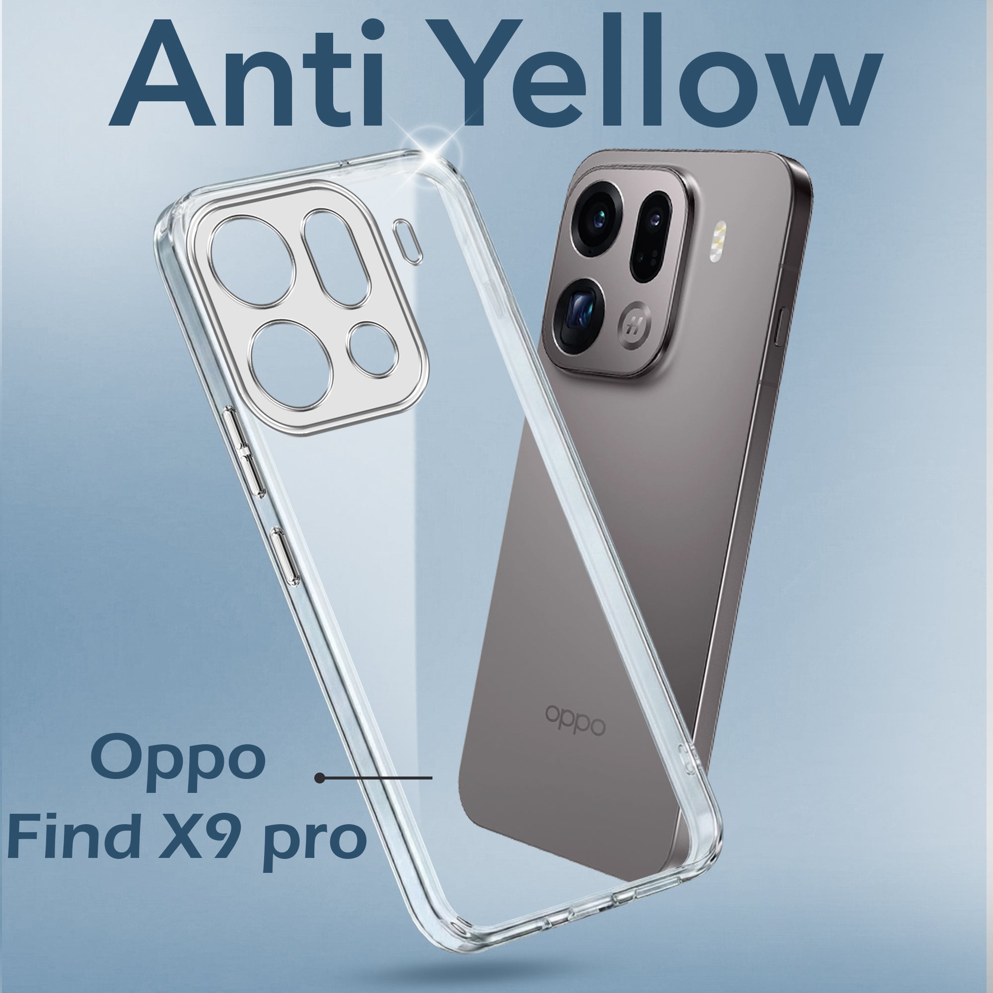 For Oppo Find X9 Pro Back Cover Case Lifetime Anti-Yellow Clear (Sleek Hard Crystal | Shockproof and Camera Protection)