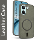 For Redmi Turbo 5 Back Cover Case Leather Finish (MagSafe Compatible Wireless Charging | Soft Touch | Camera Bump Protection)