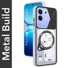 For Vivo iQOO Z10x Metallic Back Cover Case (Metallic Camera Protection & Buttons | Translucent Milky Shade | Hard Polycarbonate)
