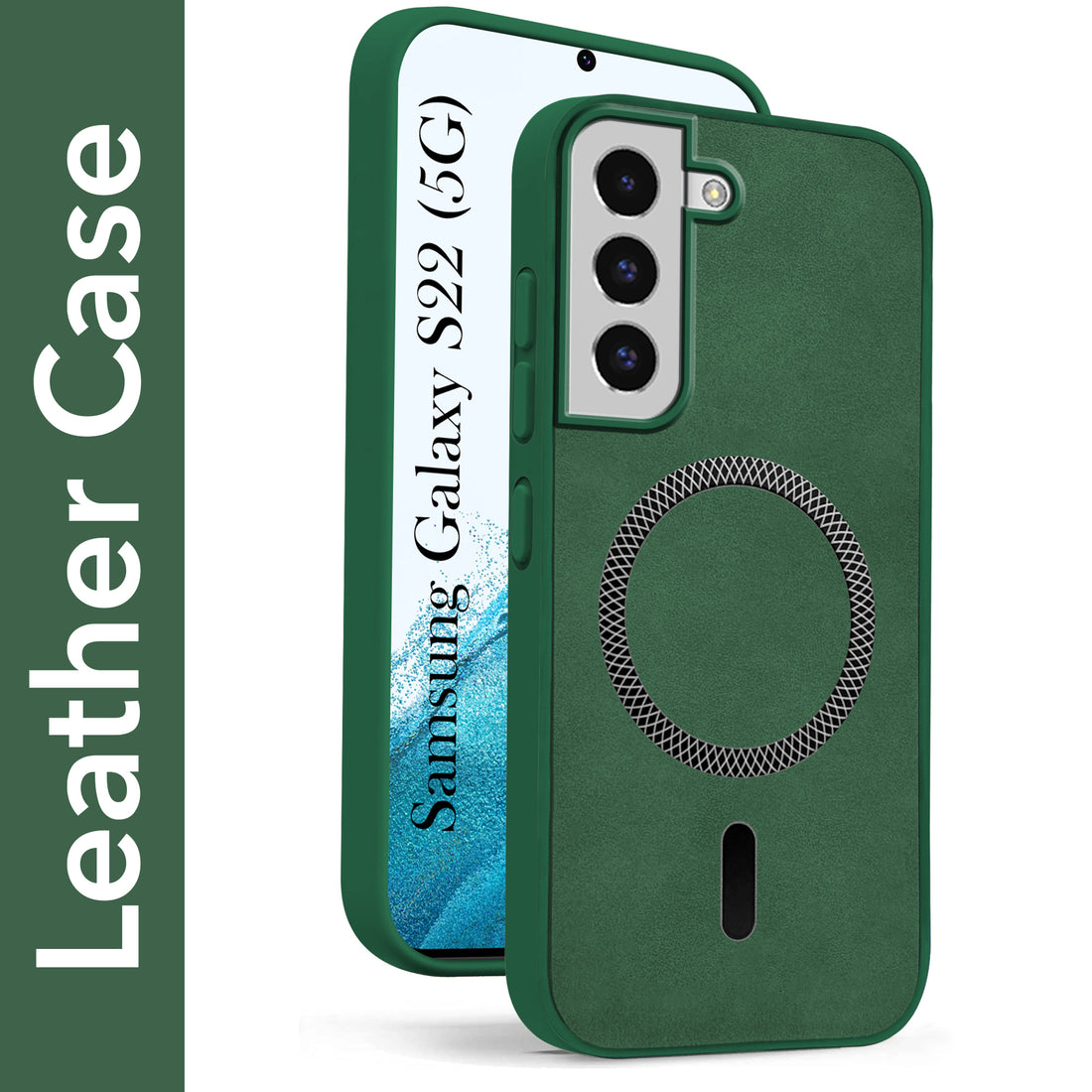 For Samsung Galaxy S22 Back Cover Case Leather Finish (MagSafe Compatible Wireless Charging | Soft Touch | Camera Bump Protection)