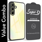 For Samsung Galaxy A35 5G Combo with Back Cover and 9H Tempered Glass (Lifetime Anti-Yellow | Crystal Clear Shockproof | Oleophobic Coating Screen Glass)