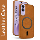 For Vivo V70 FE 5G Back Cover Case Leather Finish (MagSafe Compatible Wireless Charging | Soft Touch | Camera Bump Protection)