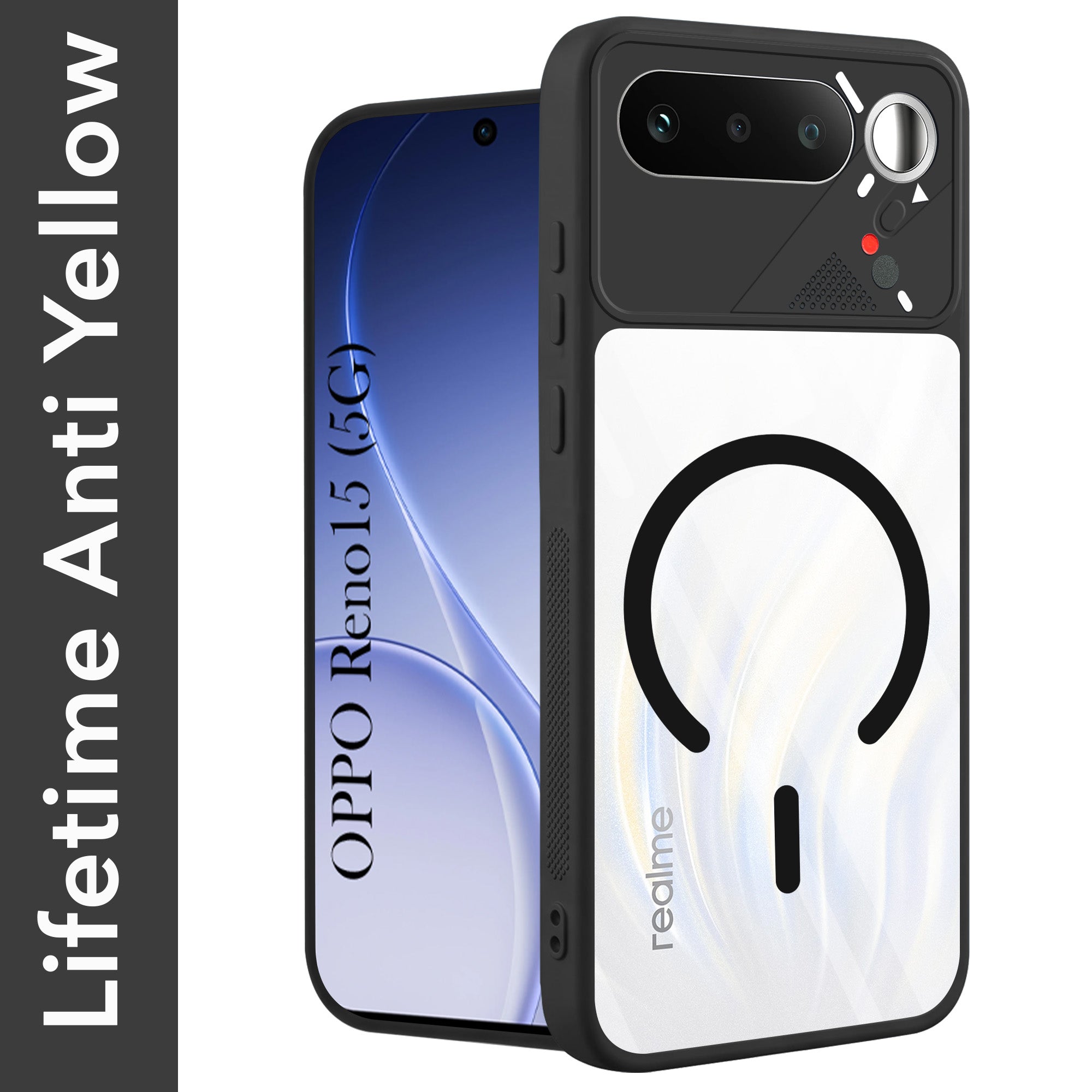 For Realme 16 Back Cover Case Lifetime Anti-Yellow Clear (Camera Protection | Side Grip | Wireless MagSafe Compatible)