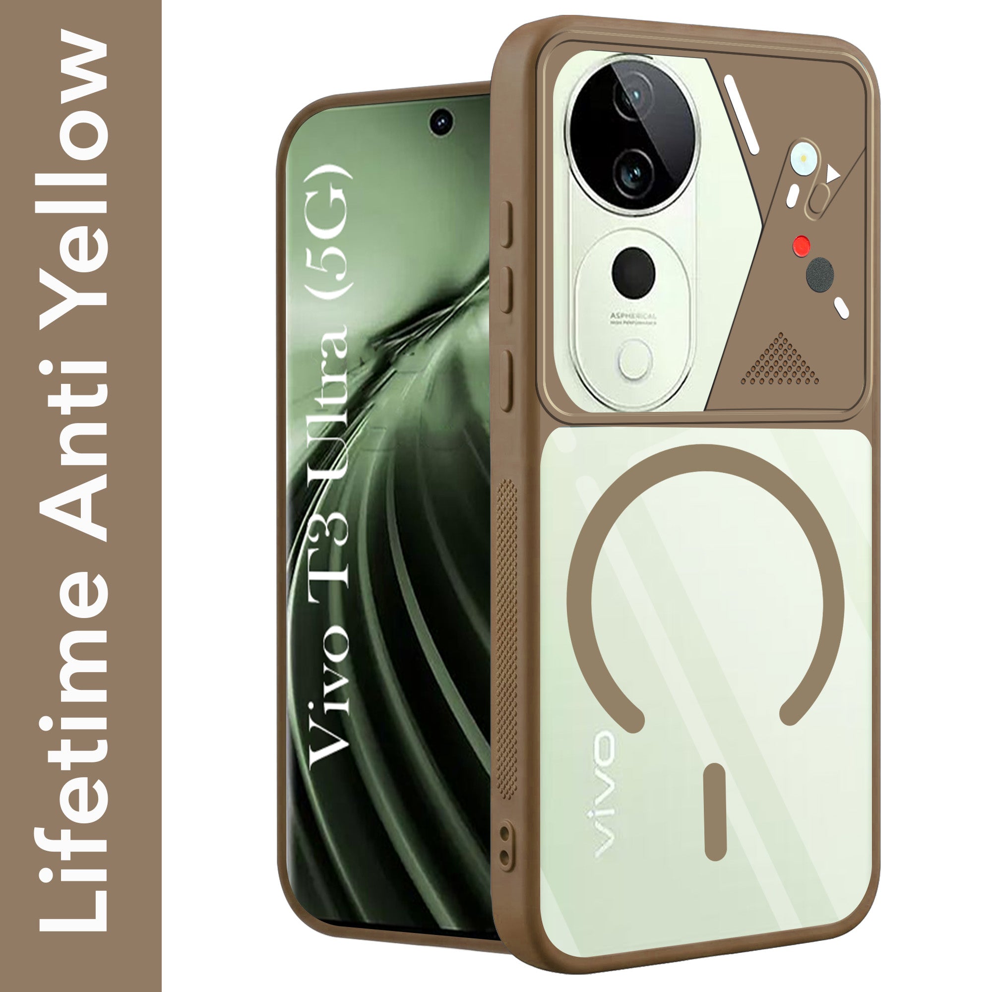 For Vivo T3 Ultra Back Cover Case Lifetime Anti-Yellow Clear (Camera Protection | Side Grip | Wireless MagSafe Compatible)