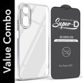 For Poco C81 5G Combo with Back Cover and 9H Tempered Glass (Lifetime Anti-Yellow | Sleek Hard Crystal | Oleophobic Coating Screen Glass)