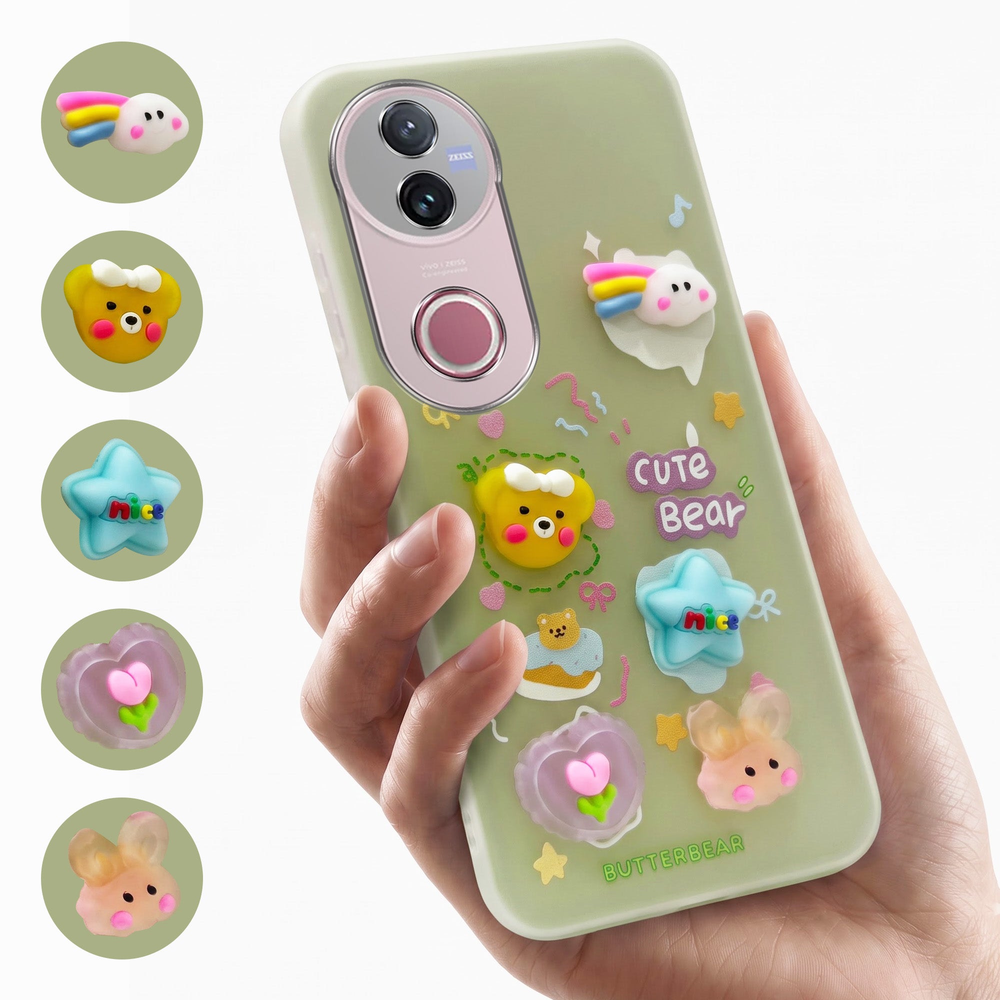 For Vivo V50 | Vivo V50e Back Cover Case (Cute 3D cartoon charms design | Slim Aesthetic Case for Girls | Camera Protection | Hard Unbreakable)
