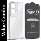 For Oppo F25 Pro 5G Combo with Back Cover and 9H Tempered Glass (Lifetime Anti-Yellow | Sleek Hard Crystal | Oleophobic Coating Screen Glass)
