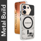 For Vivo V60 | Vivo T4 Pro Metallic Back Cover Case (Metallic Camera Protection & Buttons | Translucent Milky Shade | Hard Polycarbonate)