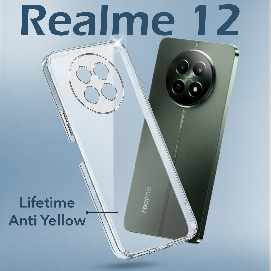 For Realme 12 | Realme 12X Back Cover Case (Hard Anti Yellow Clear Case | Sleek Hard Crystal Clear | Drop & Camera Protection | Shockproof Polycarbonate)