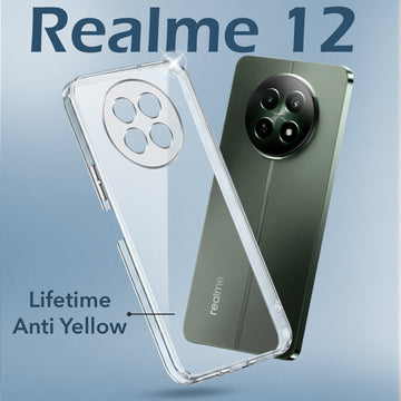 For Realme 12 | Realme 12X Back Cover Case (Hard Anti Yellow Clear Case | Sleek Hard Crystal Clear | Drop & Camera Protection | Shockproof Polycarbonate)