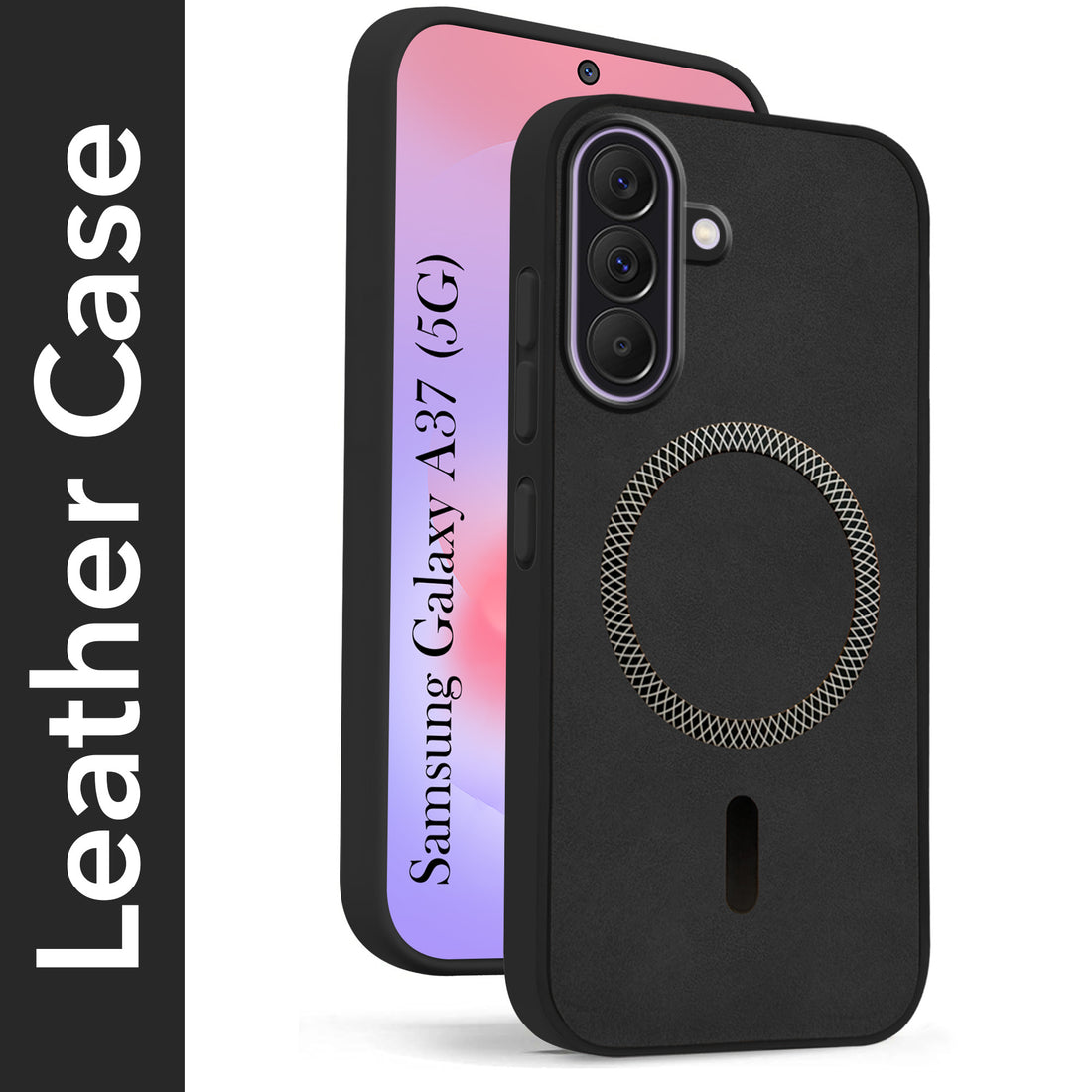For Samsung Galaxy A37 5G Back Cover Case Leather Finish (MagSafe Compatible Wireless Charging | Soft Touch | Camera Bump Protection)