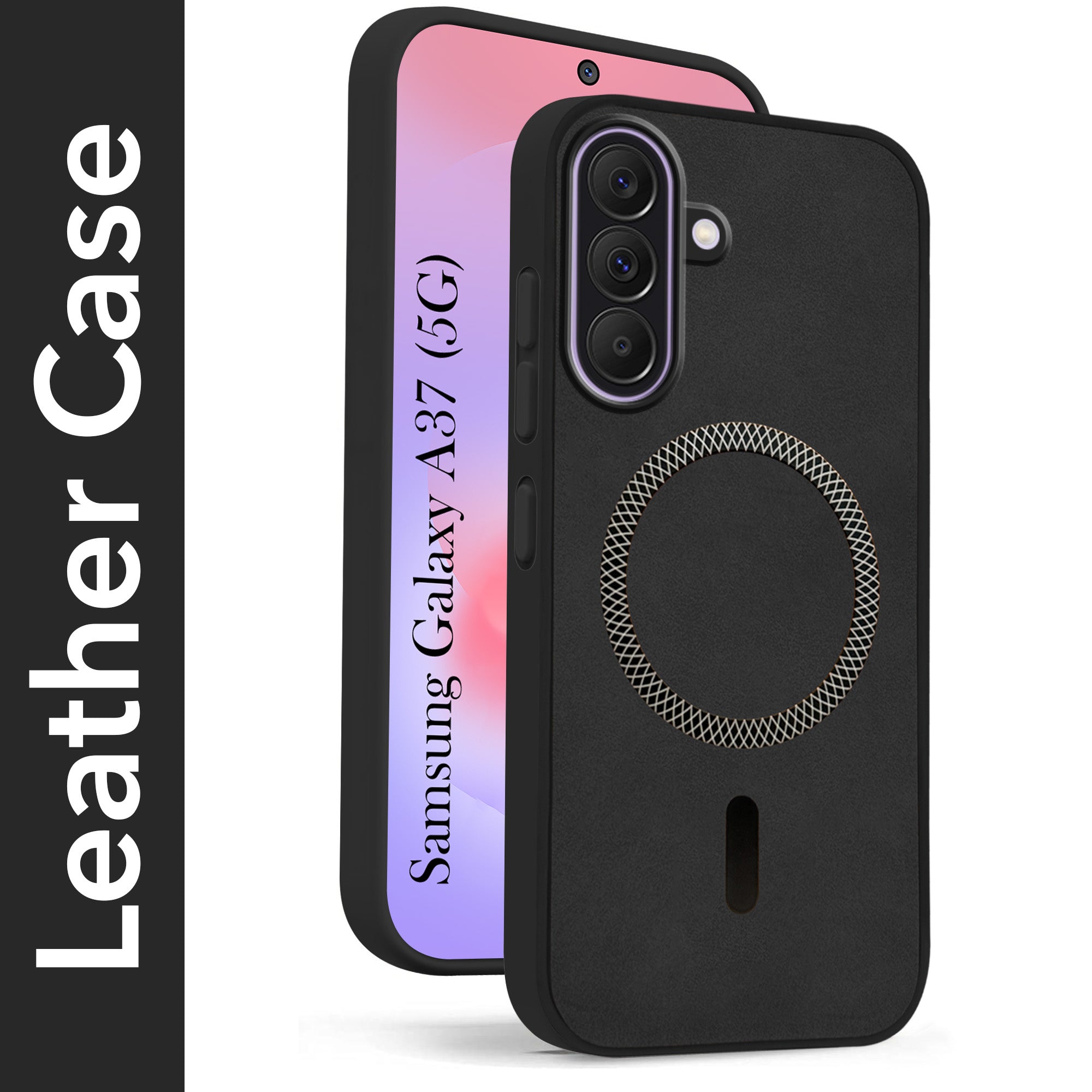 For Samsung Galaxy A37 5G Back Cover Case Leather Finish (MagSafe Compatible Wireless Charging | Soft Touch | Camera Bump Protection)