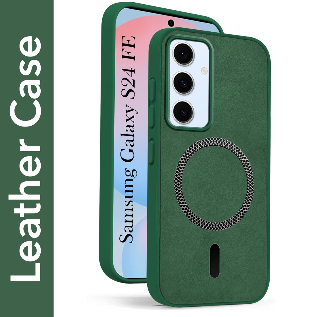 For Samsung Galaxy S24 FE Back Cover Case Leather Finish (MagSafe Compatible Wireless Charging | Soft Touch | Camera Bump Protection)