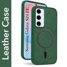 For Samsung Galaxy S24 FE Back Cover Case Leather Finish (MagSafe Compatible Wireless Charging | Soft Touch | Camera Bump Protection)