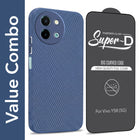 For Vivo Y58 5G Combo with Back Cover and 9H Tempered Glass (Liquid Silicone | Camera Protection | Oleophobic Coating Screen Glass)