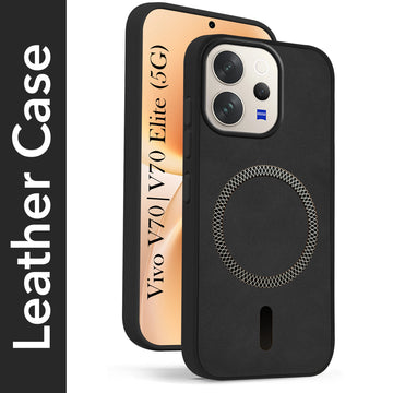 For Vivo V70 | Vivo V70 Elite 5G Back Cover Case Leather Finish (MagSafe Compatible Wireless Charging | Soft Touch | Camera Bump Protection)