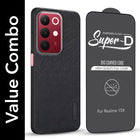 For Realme 15X Combo with Back Cover and 9H Tempered Glass (Textured Grip Design | Micro-Fiber Cloth Inside | Oleophobic Coating Screen Glass)