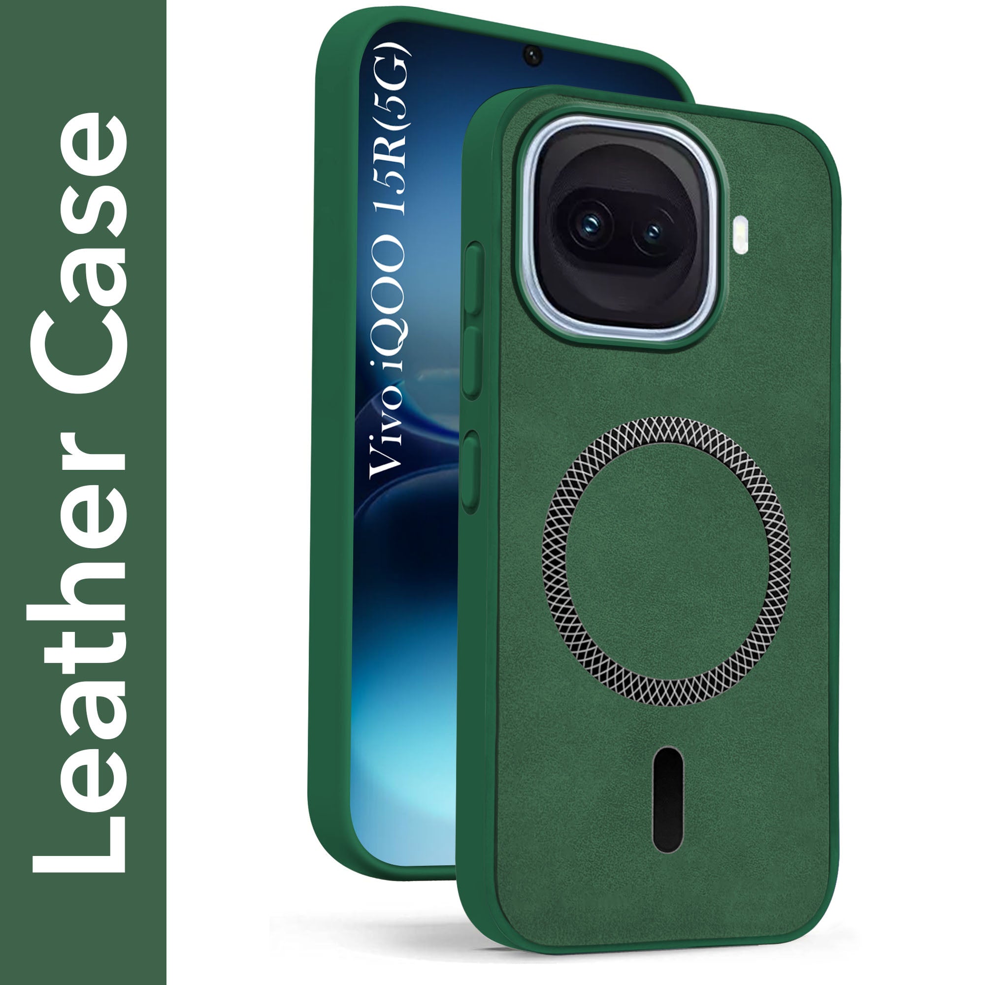 For Vivo iQOO 15R 5G Back Cover Case Leather Finish (MagSafe Compatible Wireless Charging | Soft Touch | Camera Bump Protection)