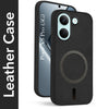 For Poco X8 Pro Back Cover Case Leather Finish (MagSafe Compatible Wireless Charging | Soft Touch | Camera Bump Protection)