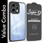 For Oppo Reno15 5G | Oppo Reno 15 5G Combo with Back Cover and 9H Tempered Glass (Lifetime Anti-Yellow | Crystal Clear Shockproof | Oleophobic Coating Screen Glass)